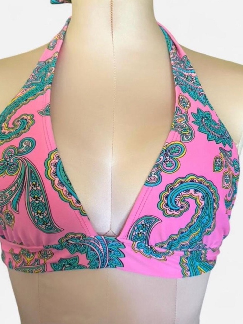 Pink paisley bikini top